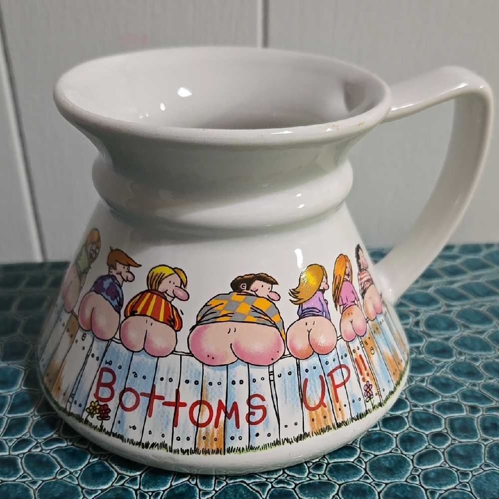 Humorous 'Bottoms Up' Ceramic Mug